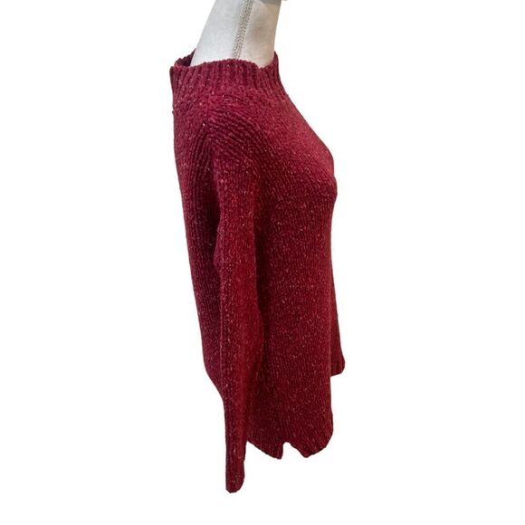Nordstrom cranberry chunky knit mock neck sweater size xs - Picture 8 of 9